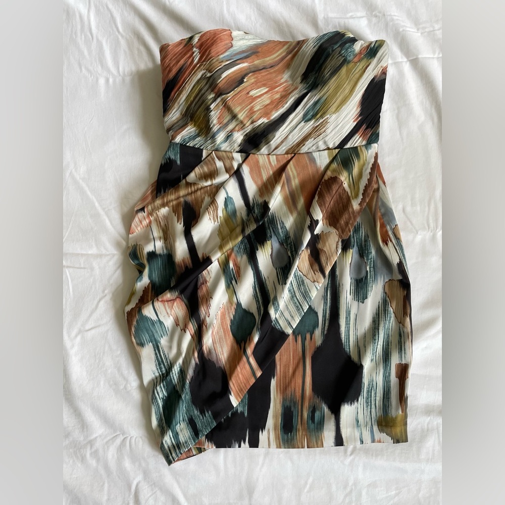 Ann Taylor Elegant Painted Brushstrokes Strapless Dress Size 10P